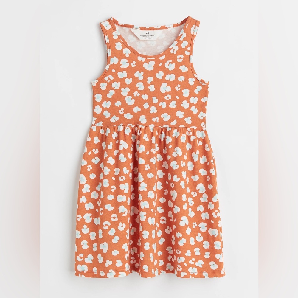 H&M Kids Dress in Tangerine with White Floral Print